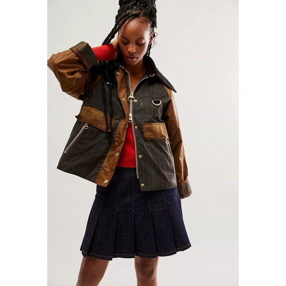 NWT Barbour Premium Cotton Waxed Jacket Brown Tan Green Plaid 6 - Picture 14 of 16